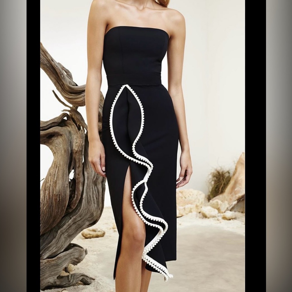 Alexis Black Strapless Dress with White Accents